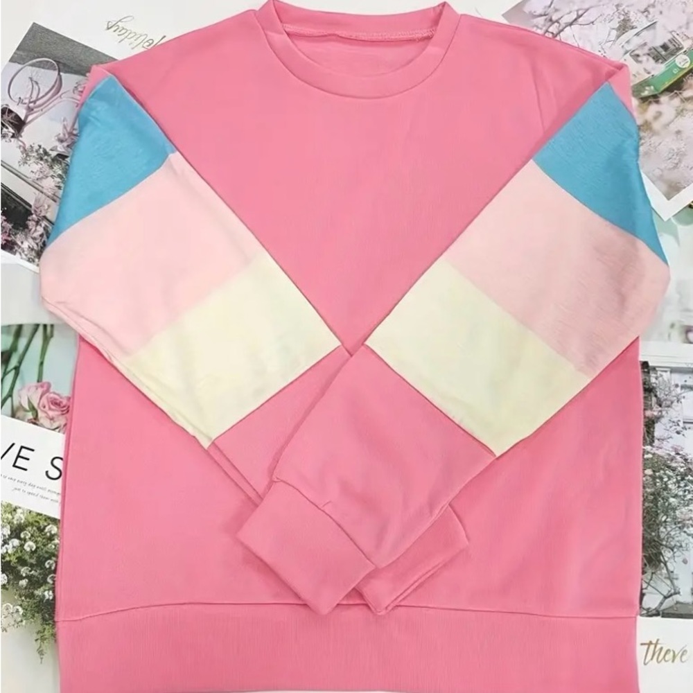 🛍💖💕 HOST PICK 🛍💖💕Barbiecore Spring Colorblock Sweatshirt